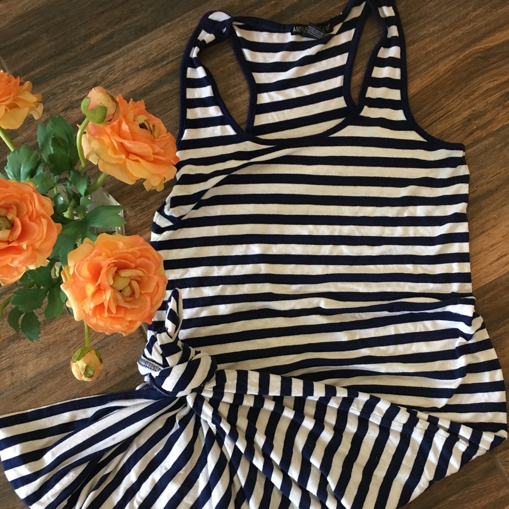Blue and white striped maxi